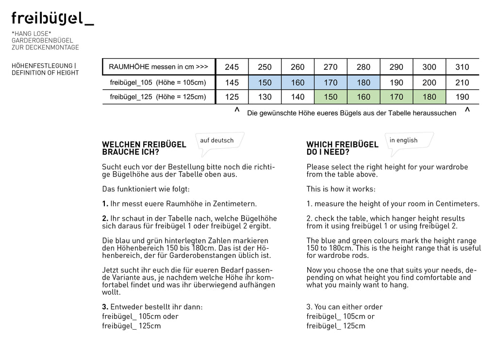 freibügel - 105 | 3-teilige Garderobe zur Deckenmontage